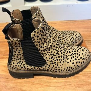 Dalmatian print blowfish boots, size 8